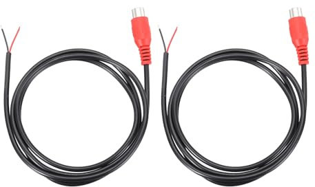 sourcing map 3.3FT RCA to Bare Wire Speaker Cable, 22AWG Replacement Red RCA Female Plug to Open End Pigtail Audio Cable Connector Adapter for Amplifier, Home Audio Speakers, Pack of 2