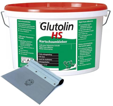 Colla Glutolin Hs 8 Kg Colla per Depron Collante per Pannelli Isolanti DEPRON + Spatola con Denti a Sega stretti cm 20
