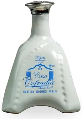 Tequila Blanco Special Reserve Casa Cofradia, 100% Agave, Bottiglia in Ceramica Artigianale, 700 ml, 38% Vol
