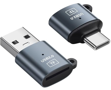 SinLoon Lector de tarjetas TF USB 2.0, 2 unidades, USB-A + tipo C, lector de tarjetas micro SD, adaptador de tarjeta de memoria portátil para teléfono/PC/tableta/ordenador portátil, lector de tarjetas