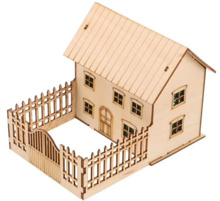 BESPORTBLE Modello di Casa in Legno Rustica Preassemblata Dettagli Realistici, Puzzle da Costruire per Decorazione Desktop e Arredamento da Ufficio