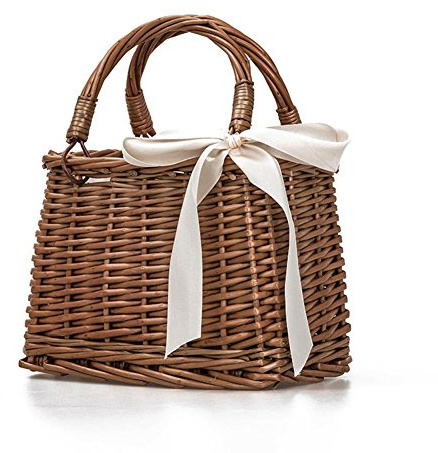 luckything Rattan Tasche Korbtaschen Damen Strandtasche?Vintage Rattan gewebt Tasche Handtasche/Strandtasche Aufbewahrungstasche?Damen Handgefertigt Tasche Handgewebt Stroh Tasche Korb