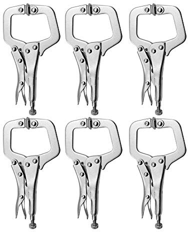 Anxingo 6 Pack 6 Inch C-Clamp Locking with Swivel Pads Heavy Duty Pliers for Craftsmen Home Workshop