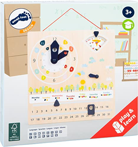 small foot Lernuhr mit Kalender „Educate“, Lernen von Uhrzeit, Wetter und Wochentagen, für Kinder ab 5 Jahren, 11625