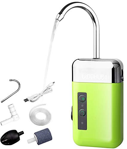 Lixada Mini Pompe à Air Portative Extérieure Pompe à Oxygène d'air avec Tube de Pierre à Air 3-en-1 Détection USB Charge Pompe à Eau Automatique Pompe à Oxygène Multifonctionnelle pour La Pêche
