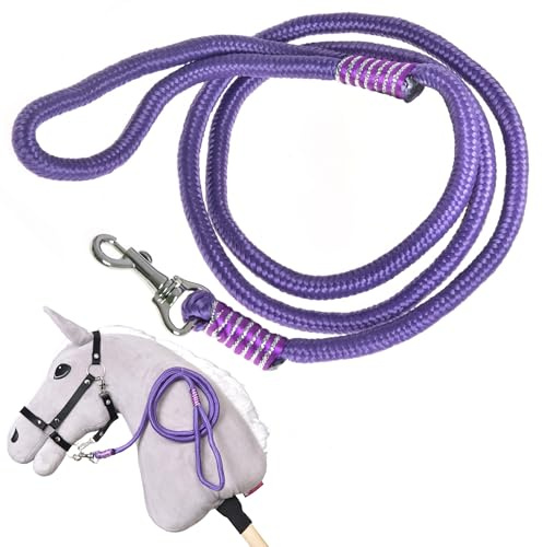 LarDen Hobby Horse Zubehör - Führstrick | Viola (Lila)| Handgefertigte Leine | Robuster Strick mit Karabiner | Steckenpferd, Hobby Horsing | Passend für Halfter | Spielzeug, Geschenk
