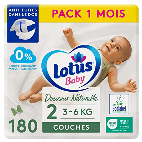 Lotus Baby Naturelle mjukhet - blöjor storlek 2 (3-6 kg/nyfödd) 1 månad pack - 180 lager