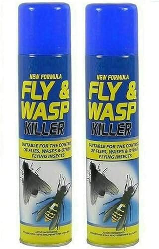 2x Fly & Wasp Flying Insect Killer Spray Advanced Formula Kills Flies Wasp Midges Mosquito Fast Acting