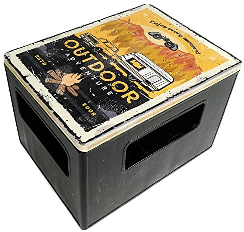 bierkasten-sitz Outdoor Hocker, Sitzauflage aus Holz für Getränkekisten mit Outdoor Adventure als Geschenkidee