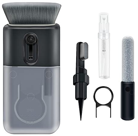 Kit de limpiador de teclado (6 en 1) Kit de limpiador de auriculares con cepillo Espong Pen Nibs para limpieza electrónica Teléfono celular Agujero Auriculares Monitor (negro)