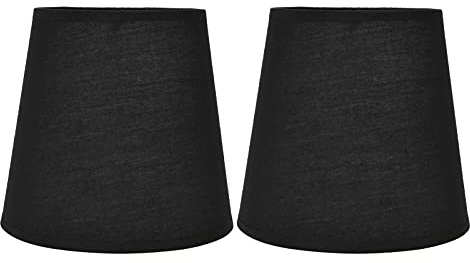 Kronleuchterschirme Lampenschirme 2er Set, Lampenschirm E14 Uno Fitter Bell Lampenschirme für Hängelampe Tischlampe Stehlampe Ersatz(Schwarz)
