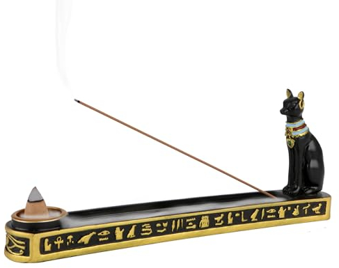 Bruciatore di incenso in resina egiziana antico ornamento casa del tè decorazione domestica statua di dio gatto egiziano bruciatore di incenso supporto base