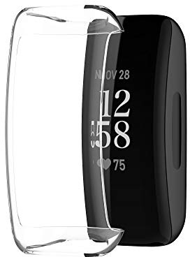 [2 Pack] KingFan case Compatible for Fitbit inspire 3 [With Screen Protector],soft tpu Bumper Case Protective Cover Frame Compatible for Fitbit inspire 3（and the same 13-inch square touch screen watch）