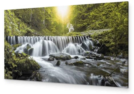 murando - Akustikbild Wasserfall Bilder Akustikschaum Hochleistungsschallabsorber Schallschutz Leinwand 1 tlg Wandbild Raumakustik Schalldämmung Bäume Wald c-B-0532-b-b