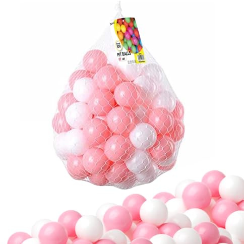 Zuvo Ball Pit Balls 100 Pack Pink, Crush-Proof 5.5cm Plastic, BPA-Free