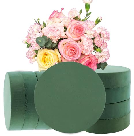 YAYODS 8 Stück Steckschaum - Rund Steckmasse 20 x 4 cm - Grün Steckmoos zum Basteln für Hochzeiten, Geburtstage, Feiern, Garten, Blumen-Deko