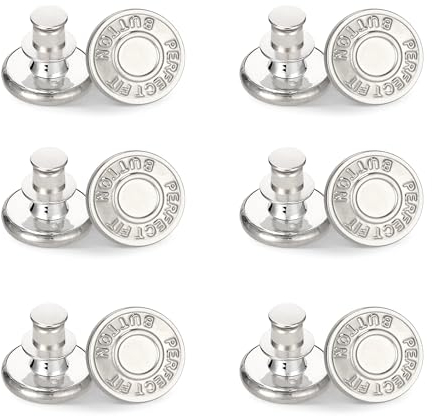 IKWOLETI Jeansknöpfe 12 Stück, 17mm Buttons, Jeans Knöpfe Ohne Nähen, Hosenknöpfe zur Reparatur von Jeans, Hosen, DIY, Hosen Enger Machen, zum Erweitern oder Reduzieren der Hosengröße