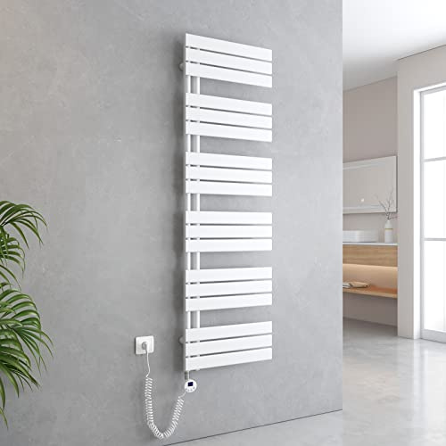 EMKE Scaldasalviette elettrico con wifi termostatato,1599x500 mm,Bianco | Pannello asciugamano elettrico con asta di riscaldamento con timer,1000W