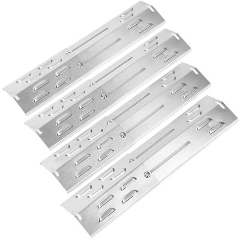 Denmay 29 bis 43cm Universal Brennerabdeckung für Enders, Landmann, Charbroil Gasgrill, Edelstahl Heizplatte Ersatzteile für Burnhard, Barbecook, Taino, Proficook, 4 Stück