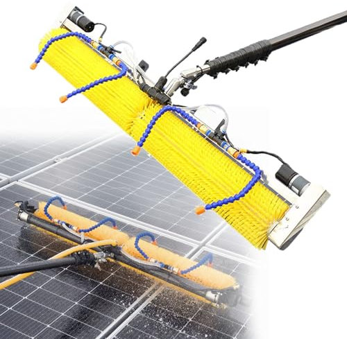 Reinigungsbürste für Solarmodule mit 100 cm Bürstenrolle und 48 m Teleskopstange, super Reinigungskraft für Außenwaschgerät 5 m/16,4 ft