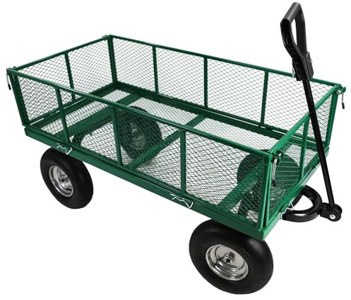 Easigear Heavy Duty Garden Cart 500 kg Capacity with 13 inch Pneumatic Wheels Green