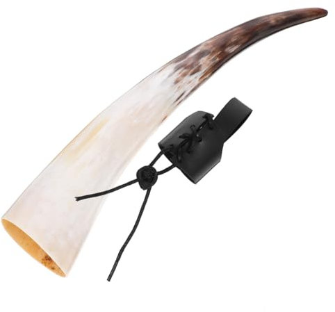 Cabilock Chope à Bière Viking en Corne de Bœuf, Grosse Capacité, Style Rétro, pour Boire ou Décoration, avec Structure Simple,