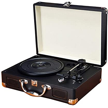 CAFIEDR Tourne-disques Rétro, Radio AM FM 35,5 X 26 X 33,5 cm Gramophone Rétro Multifonction Portable Bluetooth Disque Vinyle Tour