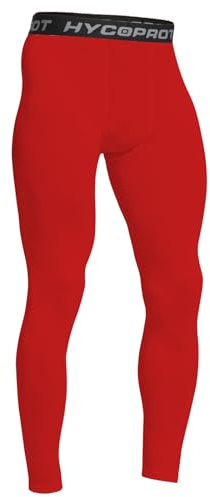 HYCOPROT Pantalon de Compression pour Hommes Séchage Rapide Pantalon de Course Base Layer Leggings de Collant pour Basketball Fitness Jogging (Rouge, L)