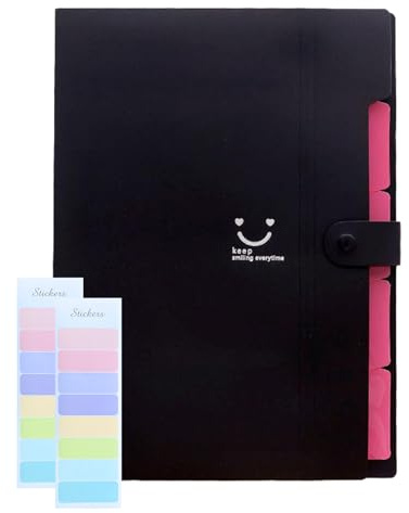 A4 Expanding File Organiser, 5 Pockets Accordion Documents Organiser, Folder Organiser Expanding File Folder for Office, Individualsl and Home