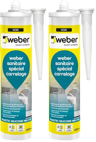 Weber Mastic silicone résistant aux moisissures, noir, 300 ml, spécial sanitaire, WEBERSEAL SANITARY