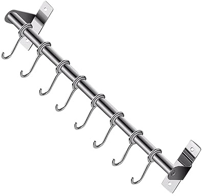 IMIKEYA Ganchos de Cocina de Pared de Acero Inoxidable Plata 50cm | Portarrollos de Cocina Adhesivo, Percha Cocina, Ganchos Acero Inoxidable para Colgar, sin Perforaciones