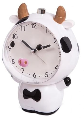 Reloj Despertador Infantil con diseño de Vaca, luz Suave, melodías y función de Snooze, Ideal para enseñar a los niños a Despertar.