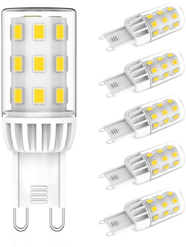 Eco.Luma Ampoules LED G9 3W Blanc Naturel 4000K, 580LM, Équivalent 60W Halogènes, Angle de Faisceau 360°, Non Dimmable Économie D'énergie Ampoule, AC 220-240V, Sans Scintillement, Lot de 5
