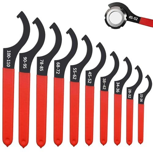 C Llave de Gancho para Llave Inglesa, Herramienta de Llave de Gancho de 10 Piezas, Juego de Llaves de Tensor de Amortiguador, Herramienta de Reparación de Llaves Roscadas