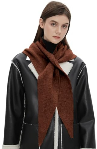 YAMEE Écharpe Triangle Femme en Laine Mélangée,Écharpe Triangulaire en Tricot Chaud Doux,Unie,Accessoire Tendance,Foulards Femmes Léger pour Automne Hiver