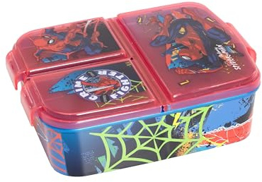 BRICOMIRAS Fiambrera infantil colegio, fiambrera infantil recreo, sandwichera colegio ideal para el recreo, sandwichera merienda parque para niños y niñas (Spiderman Crime Fighter)