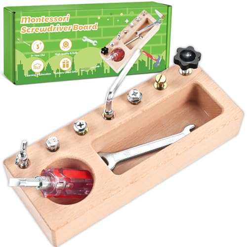 Wooderma Montessori Toys for 3 4 5 Year Olds Boys & Girls, Wooden Toys | Busy Board, Educational Fine Motor Skills Toy, Kids Tool Set, Gift for Christmas, Birthday, Travel, Education
