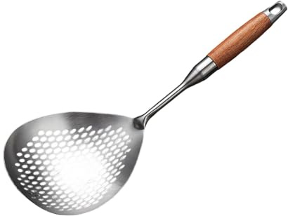 Cucchiaio per schiumarola in acciaio inox con manico, colino grande, per scolare e sbollentare