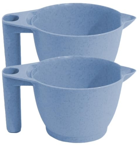 HOMSFOU 2 Cuencos para Mezclar Tintes de Cabello, Cuencos para Teñir el Cabello de Pp, 2 Piezas Tamaño Medio en Color Azul de Paja, Reutilizables y Lavables, Herramienta Profesional