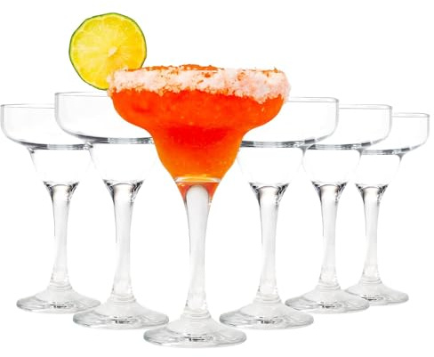 6 Pack Margarita Glasses, 285ml Clear Cocktail Glasses, Modern Martini Glasses for Margaritas, Cocktail, Drinks, Martini, Wine, Perfect for Party Birthday Wedding