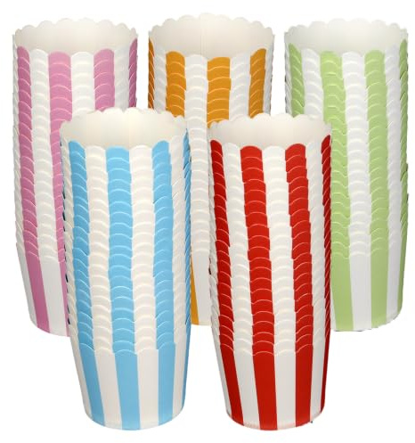 Muffinsformar papper 100 stycken, cupcake-formar färgglada, pappersformar | För muffins & cupcakes, minimuffins pappersformar för ugn, varmluftsfritös, mikrovågsugn (rosa, blå, grön, röd, gul)