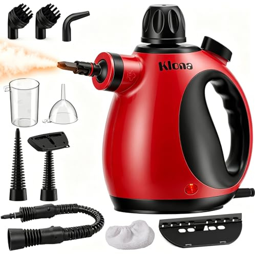 KLONA Handdampfreiniger, Dampfreiniger für Zuhause, Mehrzweck-Dampfreiniger mit 10 Zubehörteilen für Teppiche, Vorhänge, Sofas, Küche, Badezimmer und mehr.