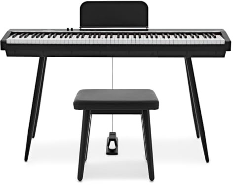 Keynote Compact Digital Stage Piano with Bluetooth, Stool Pack | Incluye Taburete Acolchado Cómodo, 30 Ajustes DREAM, 88 Teclas de Acción Martillo Contrapesadas, Pedal, Negro