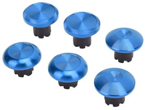Cuifati Metalltumspakar för Edge, Pro, Pro Controller, Utbytbar Analog Joystick-ersättning med 2 Standard, 2 Låga Kupoler, Kåpor med Hög Kupol, Strukturerad Aluminium ABS (Blå)