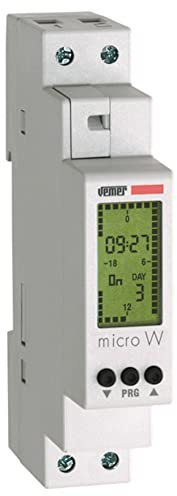 VEMER VE758200 Micro W - Digitale Zeitschaltuhr mit Wochenprogrammierung, Montage DIN-Hutschiene, Weiss, 1 DIN