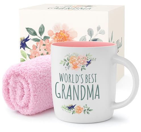 Triple Gifffted Best Grandma Ever Coffee Mug and Socks Set, 380ml Ceramic | Grandma Cup Gifts for Granny from Grandchildren, Grandson, Granddaughter, Birthday Presents, Christmas, Mothers Day for Nan
