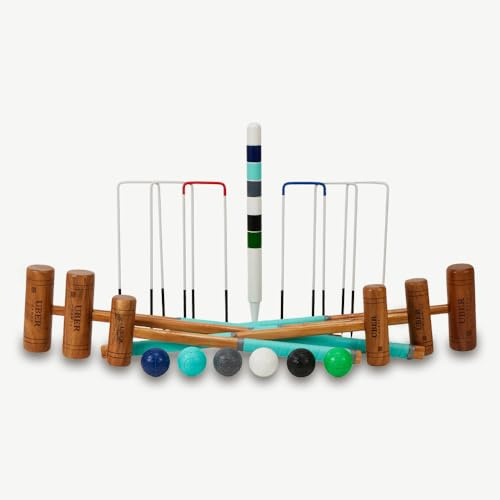 Uber Games Krocket Spiel aus England, 6 Personen Hartholz Croquet Set | Ohne Tasche
