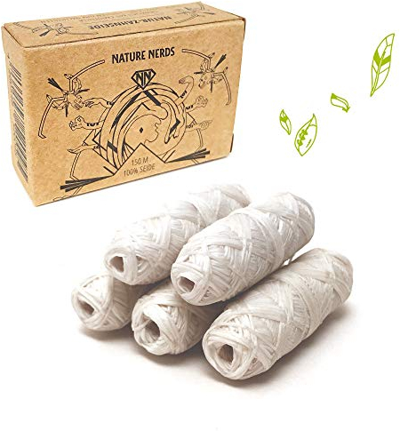 Nature Nerds – Nachfüllpack: plastikfreie Natur Zahnseide gewachst mit Candelilla – 5 Spulen zum Nachfüllen– 150 m (150)