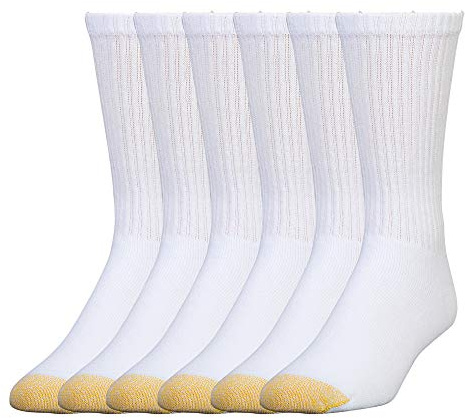 GOLDTOE Men's Harrington Crew Socks, Multipairs, White (6-Pairs), X-Large