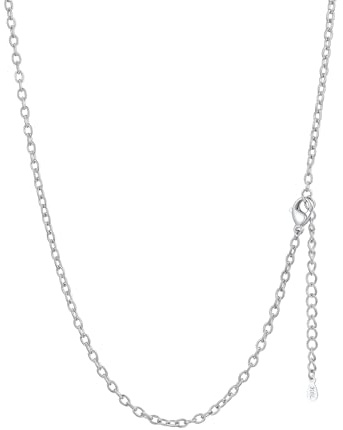 FaithHeart Damen Kette Edelstahl Rolokette Wasserfest 1/1,4/2/2,5mm breit Halskette in Silber/Gold/Rosegold/Schwarz Schmuck für Geburtstag, Länge 35cm bis 75cm auswählbar